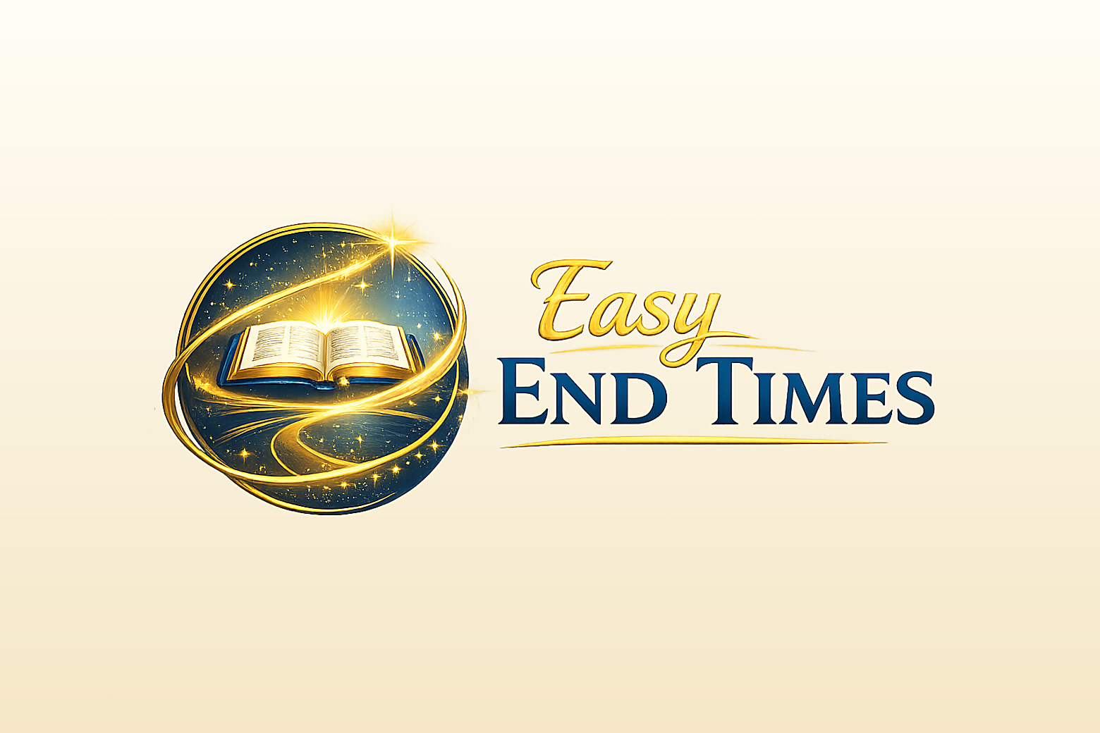 Easy End Times open Bible and cosmic light logo